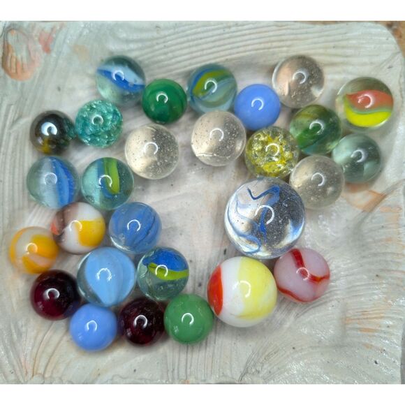 Other - Vintage Marble Lot (28) – UV Reactive, Swirls, Shooters, Mixed Styles